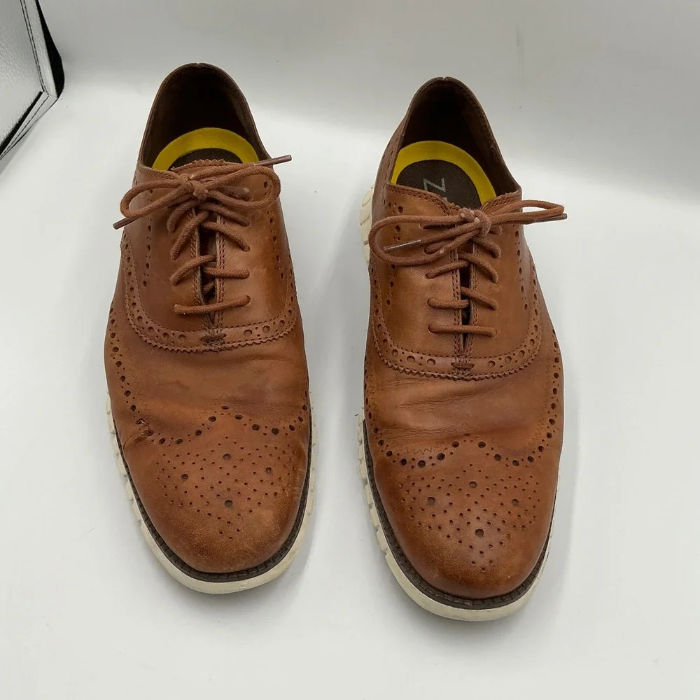 Cole Haan Zerogrand Wingtip Oxford British Tan‎ Leather Mens Shoes C23579